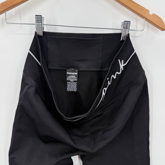 PINK Seamless Classic Leggings Black High‎ Rise Large Booty Boost Ribbed Detail - Picture 5 of 10